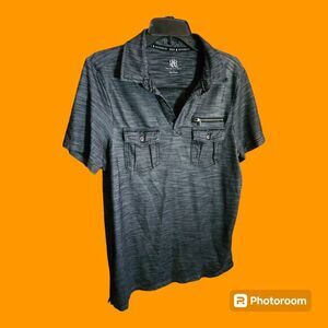Rock & Republic Black‎ Silver Heathered Size  L Polo